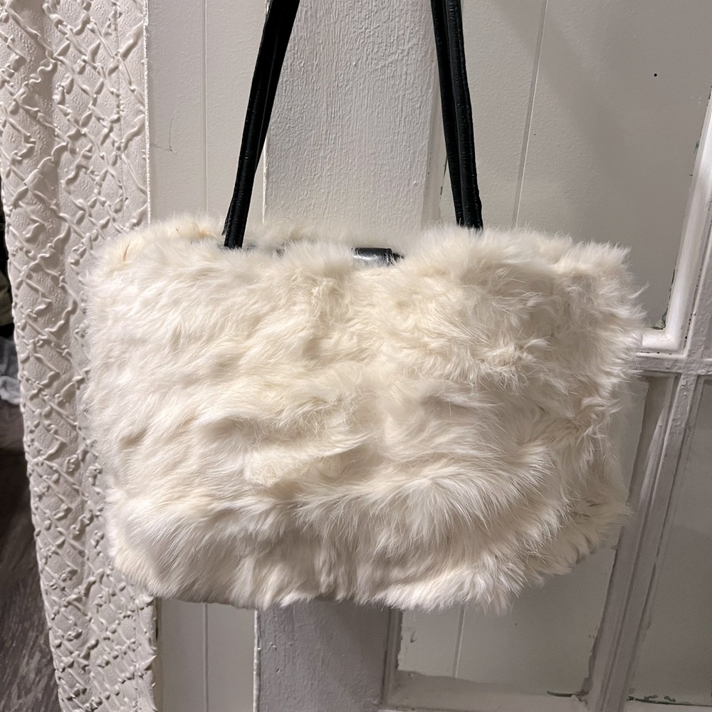 Vintage Lord & Taylor white fur handbag